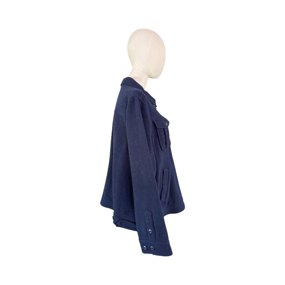 J.Crew Navy Wool Blend Utility Overshirt Jacket Women's XL Button Front - Picture 5 of 8
